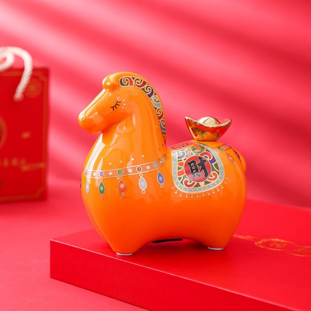 Instant Wealth Ceramic Zodiac Horse Money Box - Office & Home Gift