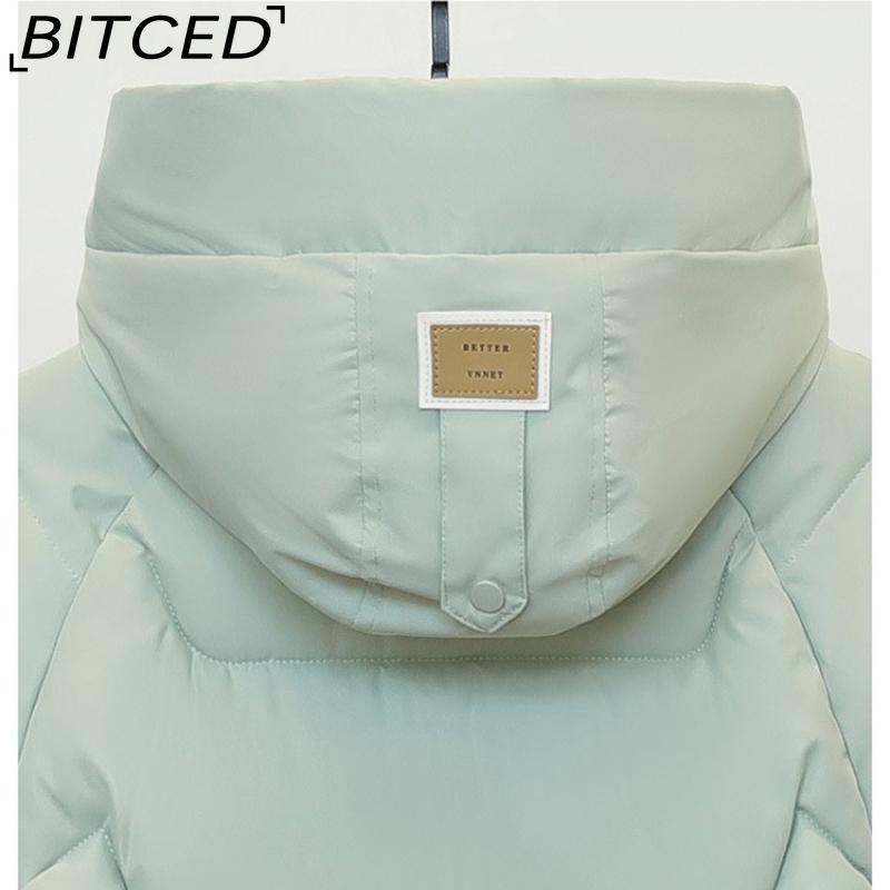 BITCED Winter Detachable Hood Cotton Coat for Women Mid-Length Thickened Cotton Coat Over-the-Knee Length Women's Cotton Jacket Outerwear