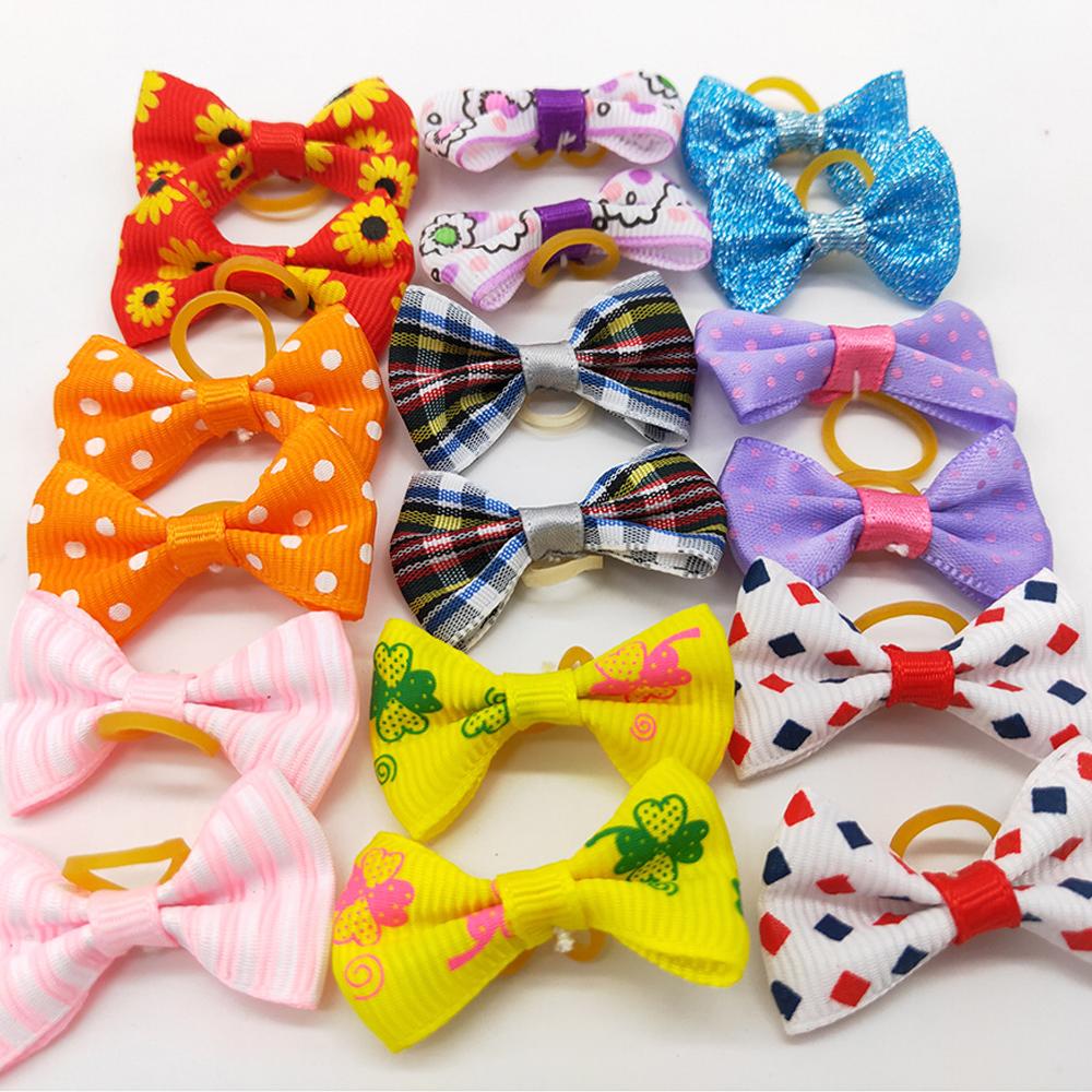 10/20/50Pcs Dog Grooming Hair Bows Dog Bows Mix Colours Small Dog Accessories Dog Hair Rubber Bands Pet Headwear dropshipping