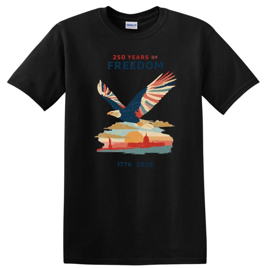 Bald Eagle T Shirt 250 Years Of Freedom American Anniversary Flag Retro USA Tee XXL
