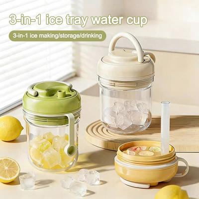Portable Water Bottle Press Easy Demoulding Ice Maker New Straw Cup