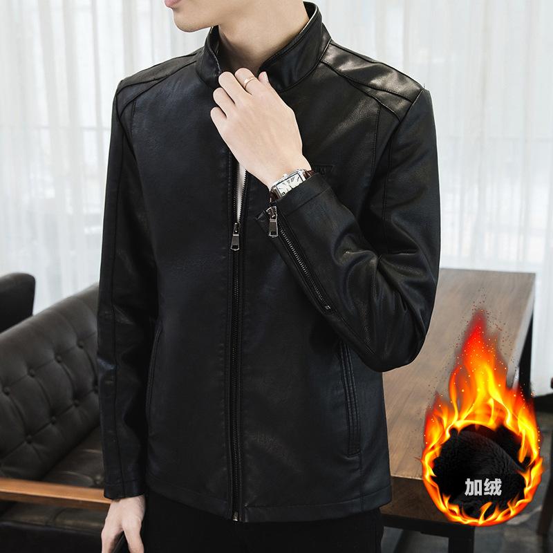 Fashion men's stand-up collar washed pu leather jacket jacket new slim men's leather jacket