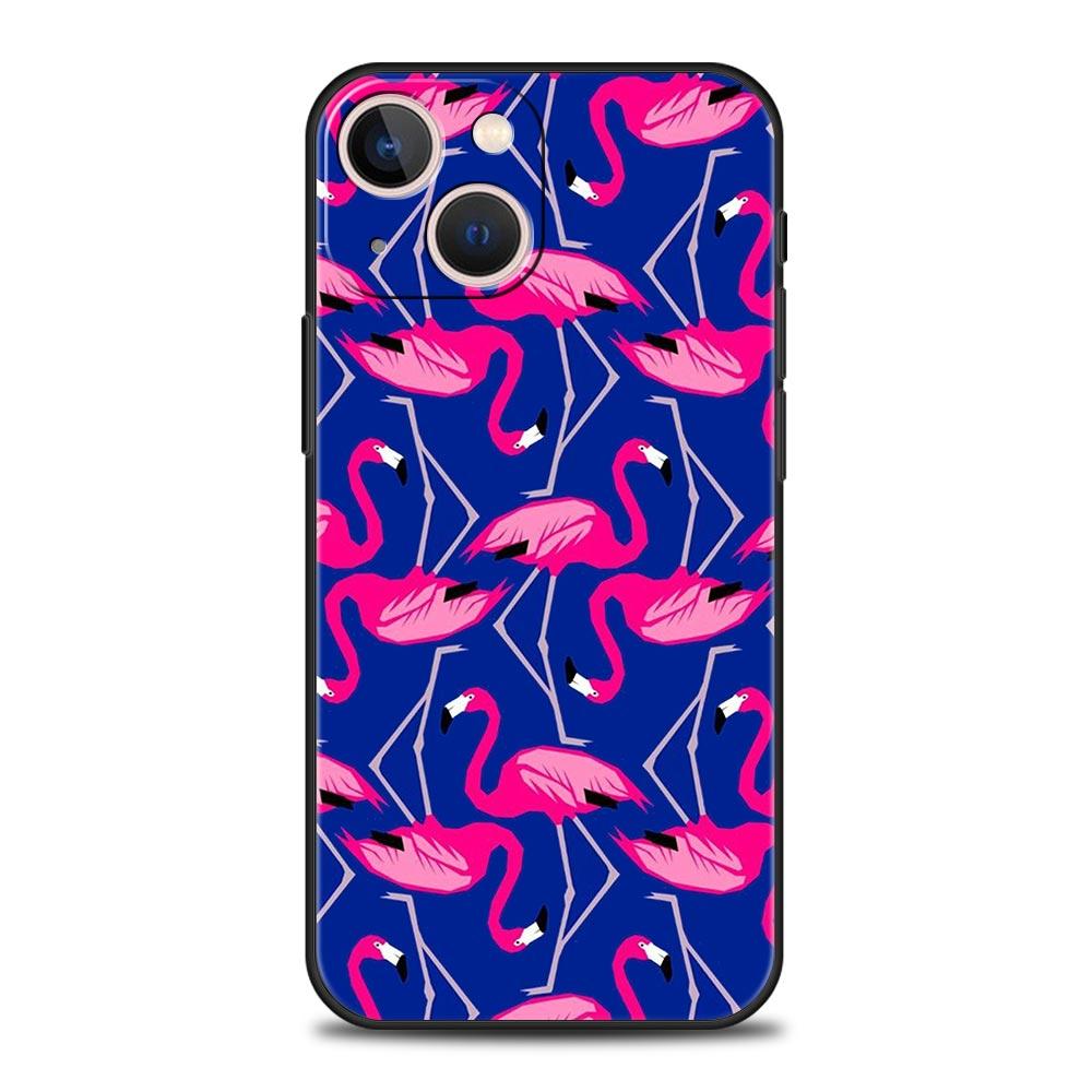 Pink Red Flamingo Luxury Phone Case For iPhone 11 14 15 Pro MAX 12 13 Mini 7 8 Plus X XR XS SE Silicone Shockproof Cover Funda