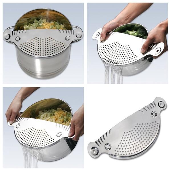 Stainless Steel Pan Pot Drainer Spaghetti Pasta Strainer Easy Home Kitchen Tool Stainless Steel Pan Pot Drainer Spaghetti Pasta Strainer Easy Home Kitchen Tool