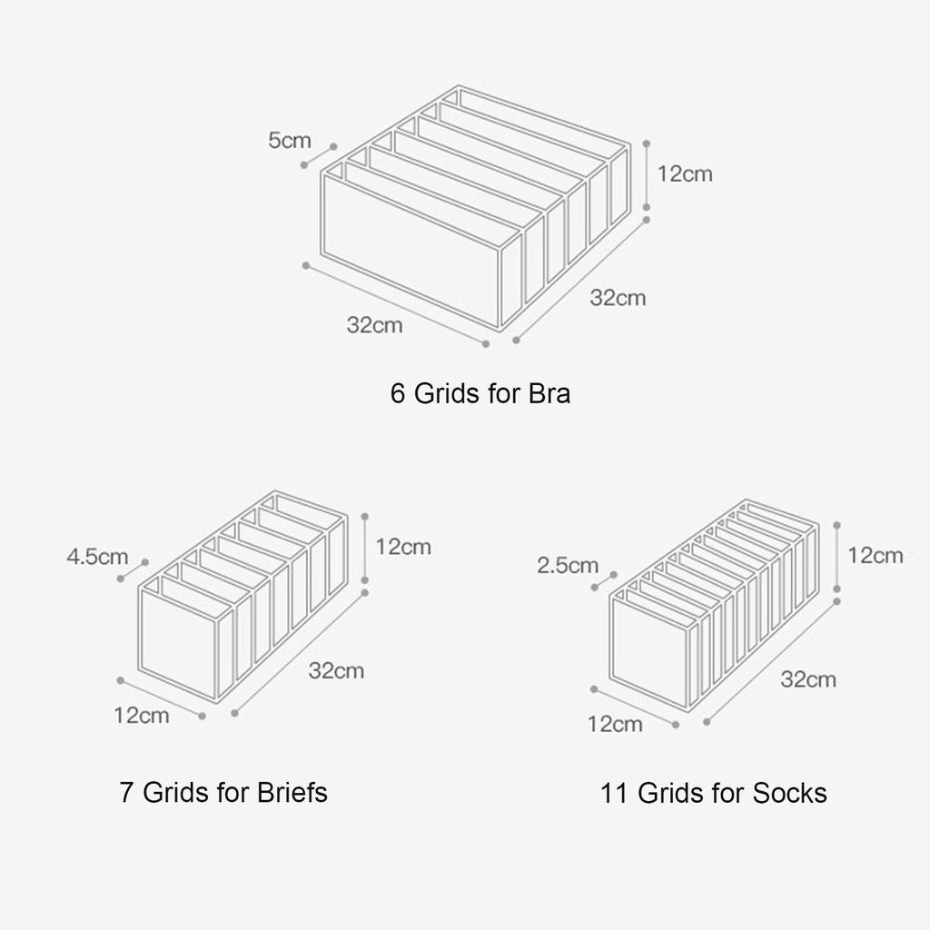 Foldable Underwear Storing Box Home Use Storage Drawer Divider Mesh Grid Organizer for