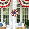 Wooden 4th of July Decoration Door Wreath for Front Door Sign Star Wall Signs, Independence Day Patriotic Day Wreath Welcome Memorial Day Hanging for