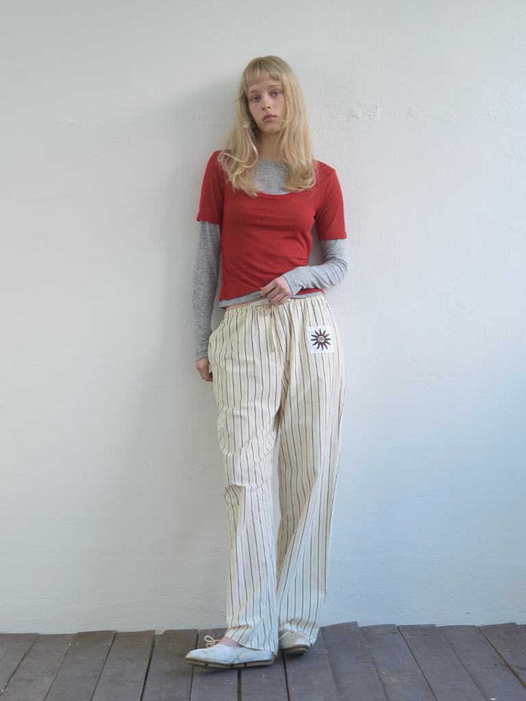 KIJUN Layered Jersey Top Red