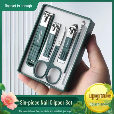Ensemble Portable de Coupe-ongles et Ciseaux Multicolores - Boîte Cadeau Manucure/Pédicure 6 Pièces Anti-éclaboussures