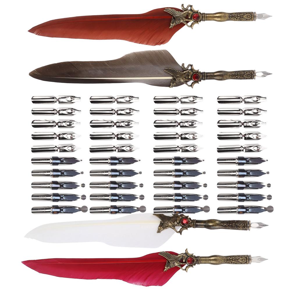 Pen Craft Retro Carved Stainless Steel Dip Pencil for Signature Gift Table Decoration