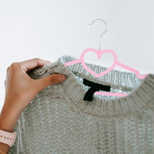 Ledmomo 20-Piece Pink Heart-Shaped Clothes Hangers, 40cm, Non-Slip, Slim, Shape-Retaining, for Laundry and Drying