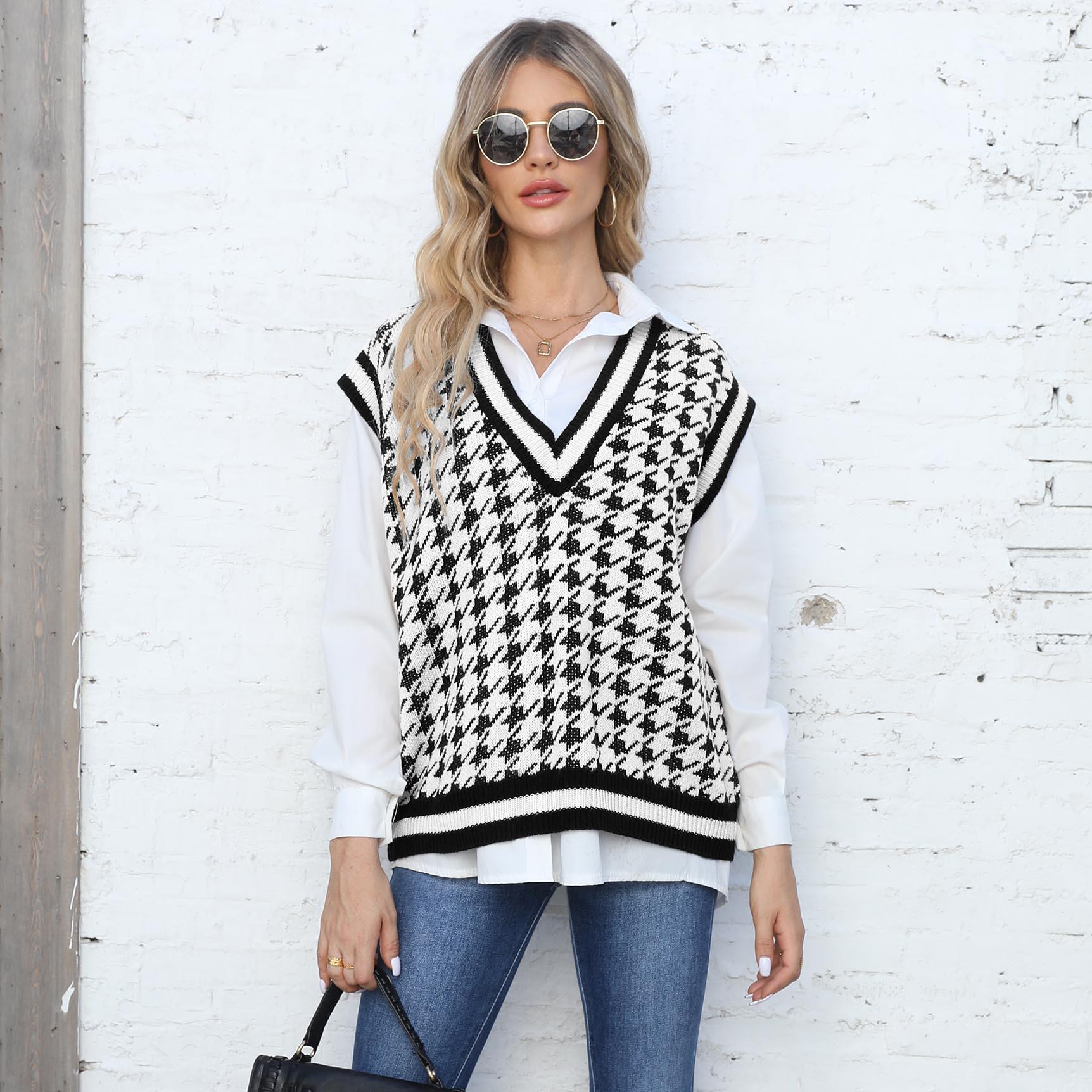 Женский полосатый контрастный цвет пэчворк ситцевый повседневный свитер жилет average — фото 3