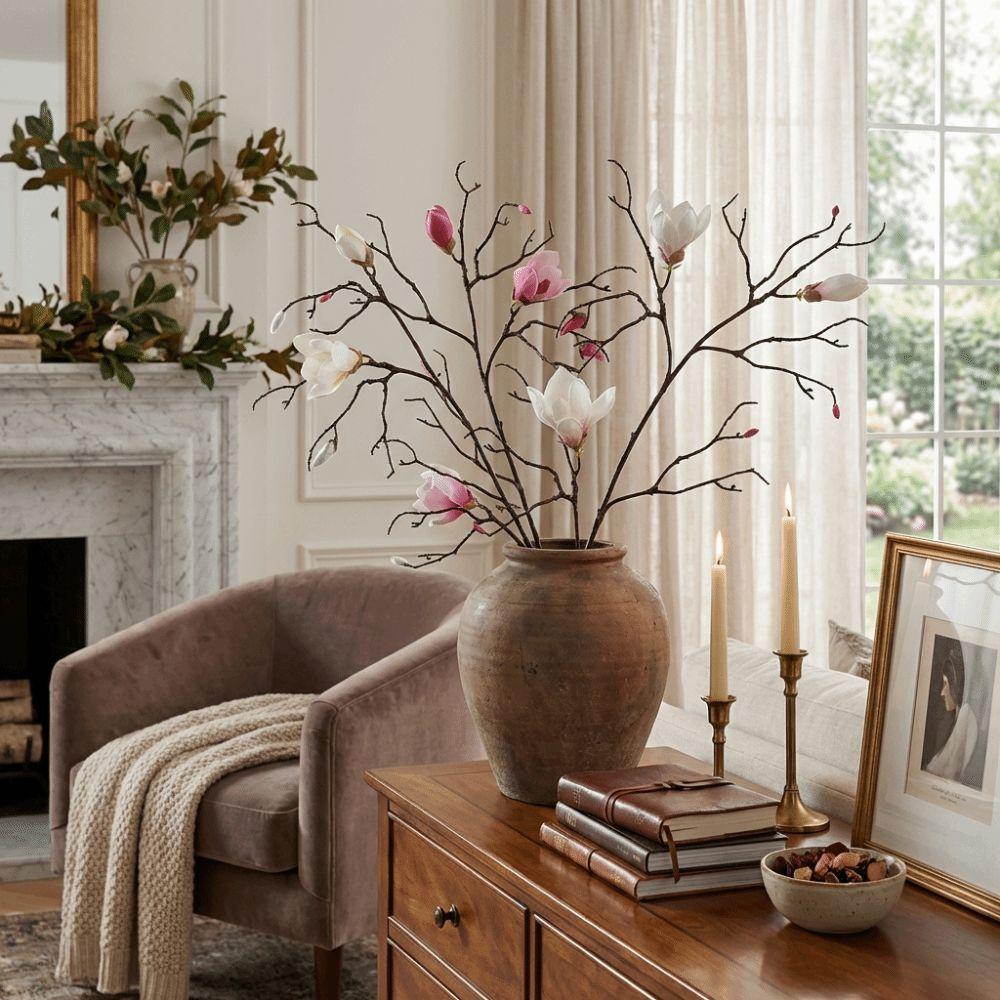 Real Touch Simulation Big Magnolia Large Artificial Orchid Fake Silk Flower Table Decoration