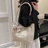 Solid Color Beach Shoulder Bag Balletcore Women Handbag Fashion Straw Woven Tote Bag  Ladies