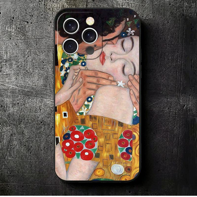 

Kiss By Gustav Klimt Art Soft Phone Case for iPhone 16 16E 17 Air 15 Pro Max 14 Plus 13 Mini 11 12 7 Black Cover Back Shell iPhone 7