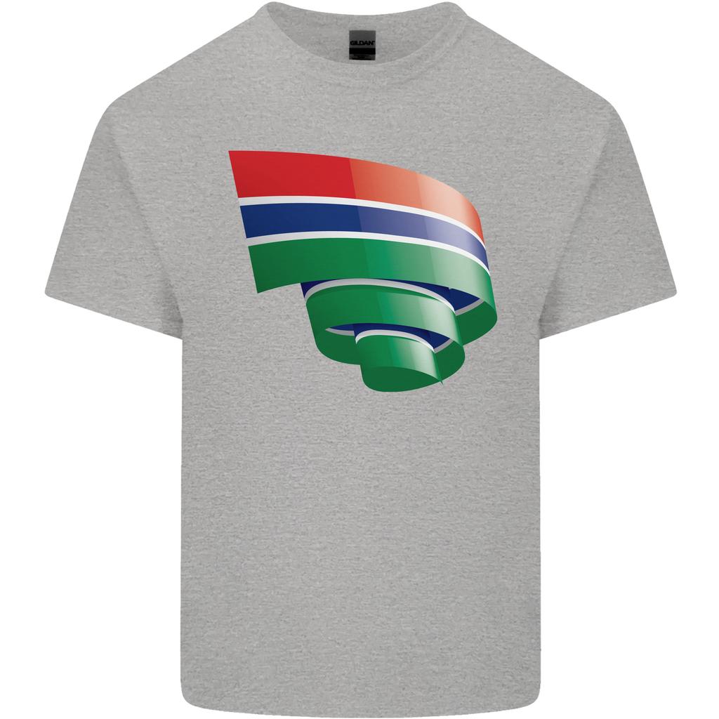 Curled Gambia Flag Gambian Day Football Unisexs Light Cotton Tshirt