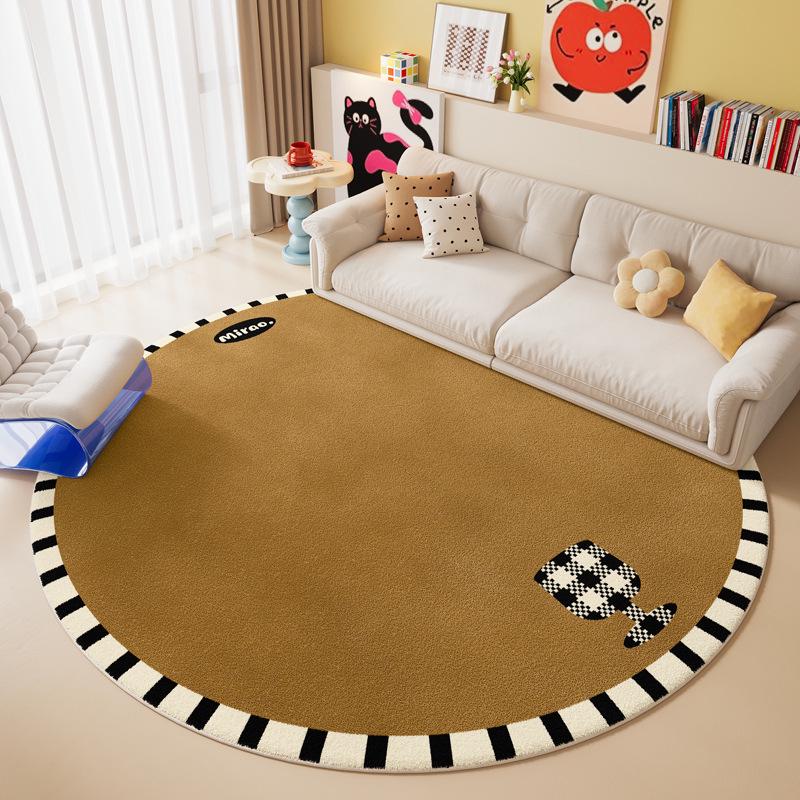 Dopamine Style Faux Cashmere Round Rug: Non-slip, Wear-resistant, Dirt-resistant for Living Room or Bedroom 40*40cm Thick Faux Cashmere