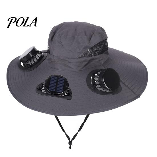 Adjustable Solar Fan Cap Sun Hat with Detachable Design, Three Fans UPF 50+ Bucket Battery Backup Hat, Fit Outdoor Cooling Type-C Charging, Power With