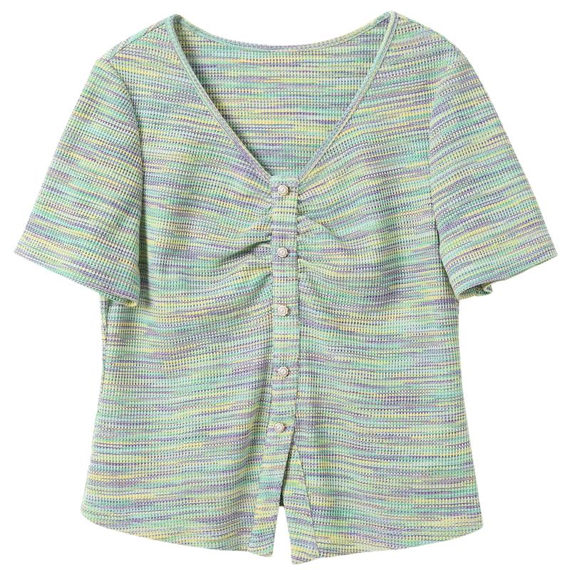 

Women s Plus Size Striped V-Neck Short Sleeve T-Shirt M