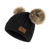 Knitted Baby Toddler Hat Soft Warm Winter Beanie with Folded Brim and Double Pom Poms Suitable for Boys and Girls