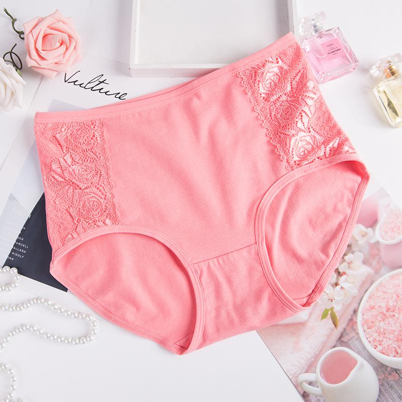 Pure Cotton Women's Lace Mid-High Waist Briefs (Fits 90-140 Lbs)