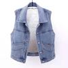 Women's Lamb Wool Velvet-Lined Denim Vest: Autumn/Winter, Loose-Fit, Sleeveless, Short Waistcoat.