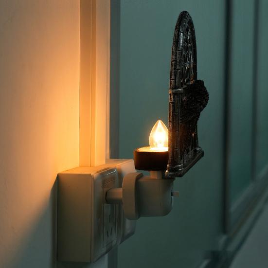 Gothic Crow Sconce Church Arch Light-Up Wall Decoration Sconce with Lighted Candle for Living Room Kitchen Dining Room Halloween Decor