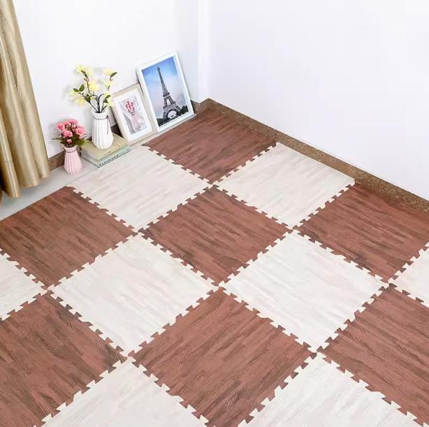 30*30cm Wood Grain Puzzle Floor Mat Eva Foam Interlocking Crawling Rug Crawling Mat Gym Puzzle Carpet,Thickening Floor Mats