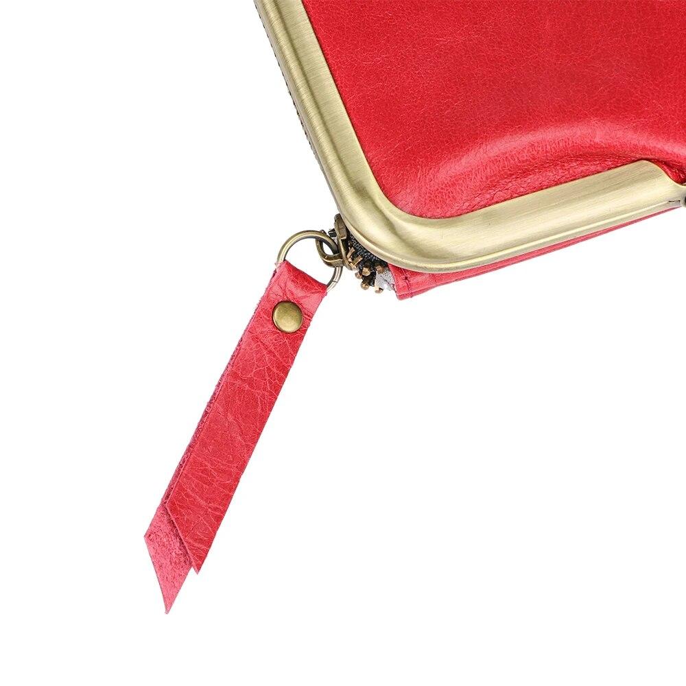 Royal Bagger Retro Long Wallet for Women Genuine Cow Leather Clutch Coin Purse Large Capacity Card Holder with Kiss Lock 1497