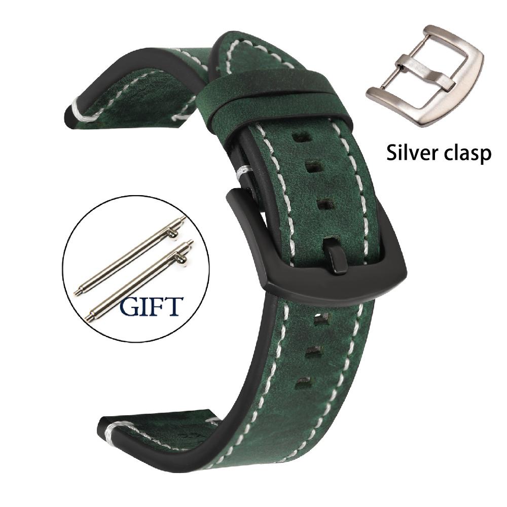 Genuine Retro Leather Watch Strap 20mm 22mm 24mm Vintage Strap 18mm Quick Release Men Universal Replacement Bracelet Accessories