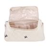 Quilted Travel Case with Hook Large Capacity Cotton Portable Storage Bag for Hair Dryer Accessories Milky White with