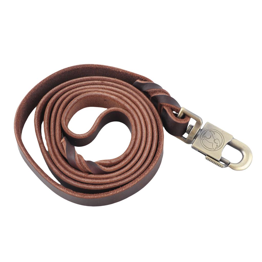 Durable Leather Dog Training Leash Strap for Large Medium Dogs