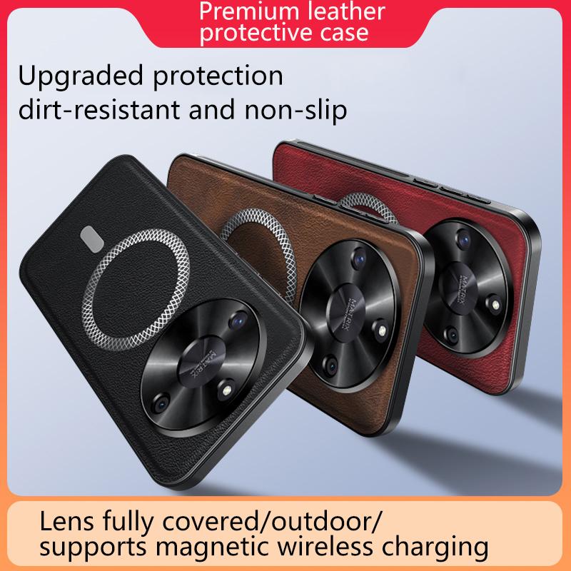 Für Honor X50 und Honor X50 GT Hülle Magnetisch Elegant Leder Verschleißfest Objektiv Vollständig Abgedeckt Rutschfester Griff Kantenschutzschale