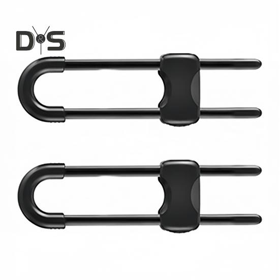 

2 шт. Раздвижные замки для шкафов, детские замки безопасности, регулируемые U-образные защелки, простая установка, многоразовые замки безопасности для ящиков, холодильника, шкафа 2pcs чёрный