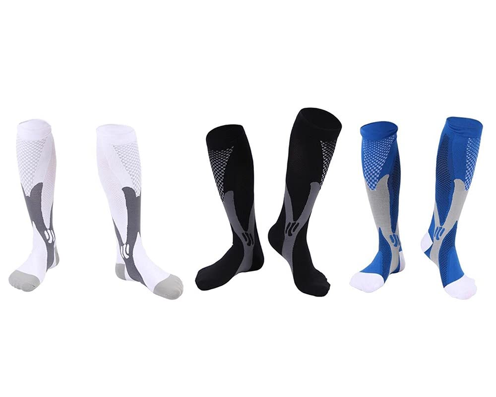 Sweetimes Compression Sports Power Stretch Compression Calf Set of 2 Socks, Socks, Socks, Supports, 2, #182 (Black, Pairs, S/M)