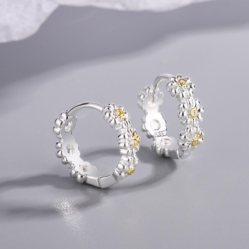 New 925 Sterling Silver Earrings Small Chrysanthemum Earrings Cute Fashion Women Jewelry Gifts Wedding Gifts