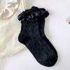 Chaussettes Kawaii pour Femmes Filles Lolita Japonaise Mignonnes Couleur Unie Chaussettes Été Automne Coton Doux Chaussettes en Dentelle pour Bas Féminins
