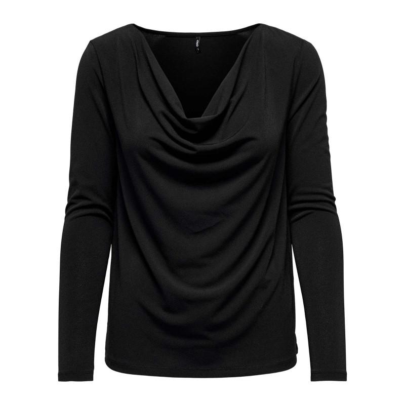 

Женский однотонный топ с длинными рукавами и воротником-хомутом ТОЛЬКО