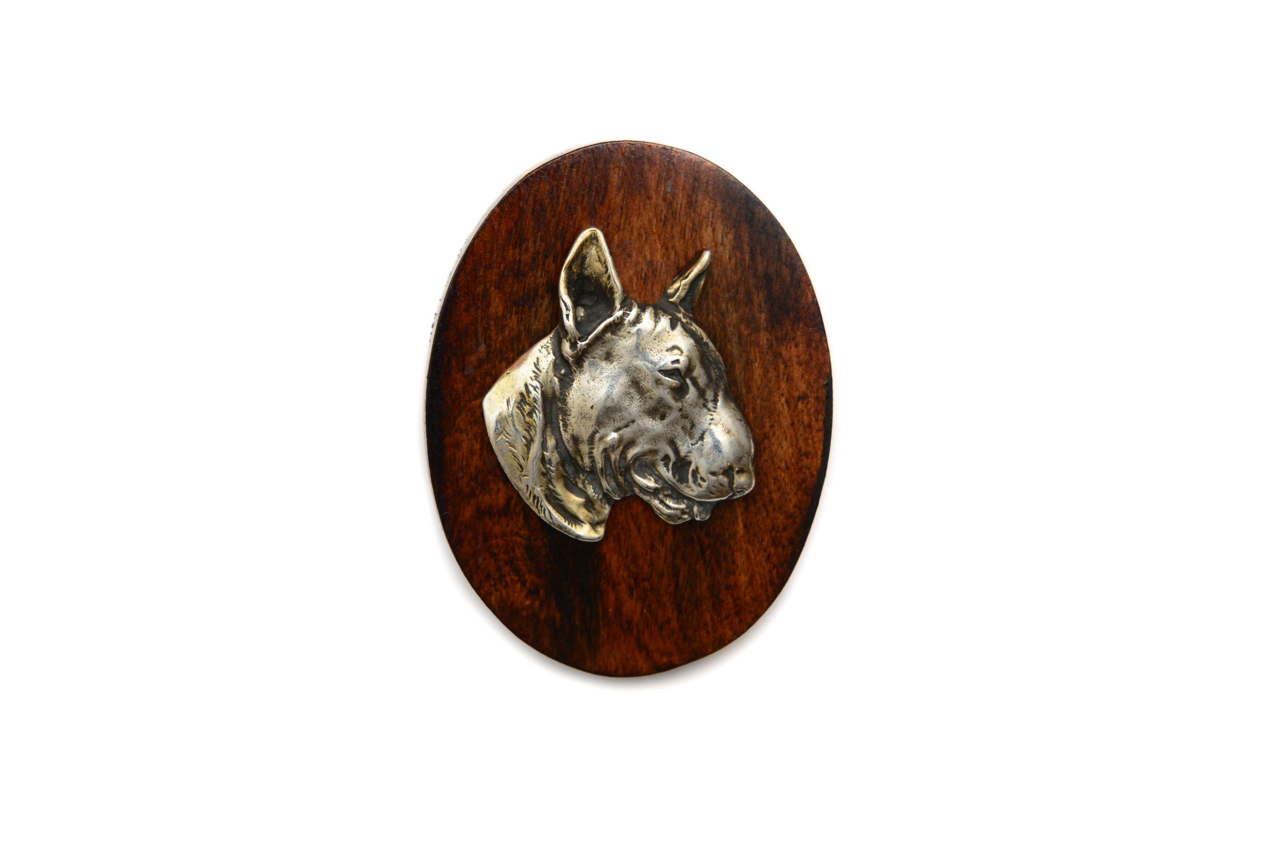 

Bull Terrier, Bully III - Dog show brooch, starter number clip, dog pin by Art-Dog коричневий