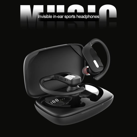 T17 Bluetooth-compatible Earphone Ear Hook Noise Reduction Digital Display Stereo Sound Wireless Earbud for Music