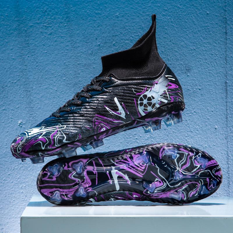 High-top Broken Nails Football Shoes Boys and Girls Adult Breathable Non-slip Training Shoes Long Nails Competition Sports Shoes