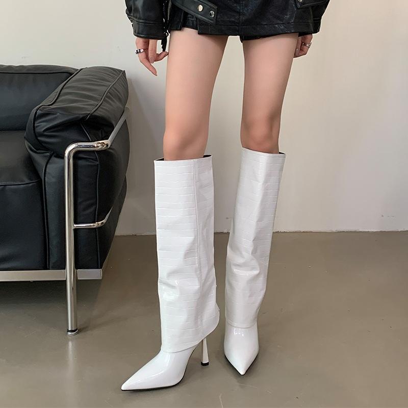 Mi Ting pointed thin heel fashionable high boots autumn and winter but knee high heel thin knight long boots trouser boots