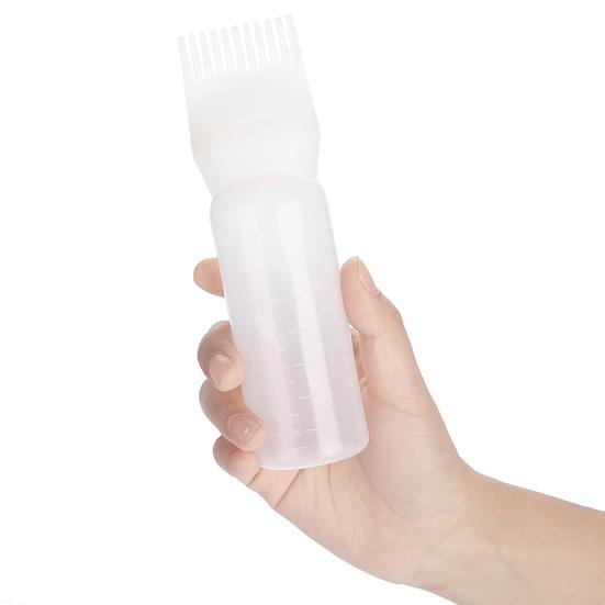 Barber Shampoo Bottle 120ml High-Density Plastic Hair Dye Applicator with Comb Scalp Massage Portable Salon Essential