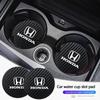 2Pcs Car Water Cup Pad Leather Sound Insulation Mat For Civic Accord Crosstour Spirior Odyssey Avancier UR-V Sienna CR-Z
