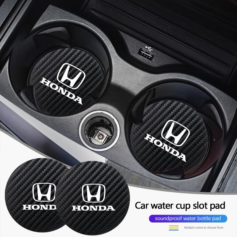 2Pcs Car Water Cup Pad Leather Sound Insulation Mat For Honda Civic Accord Crosstour Spirior Odyssey Avancier UR-V Sienna CR-Z