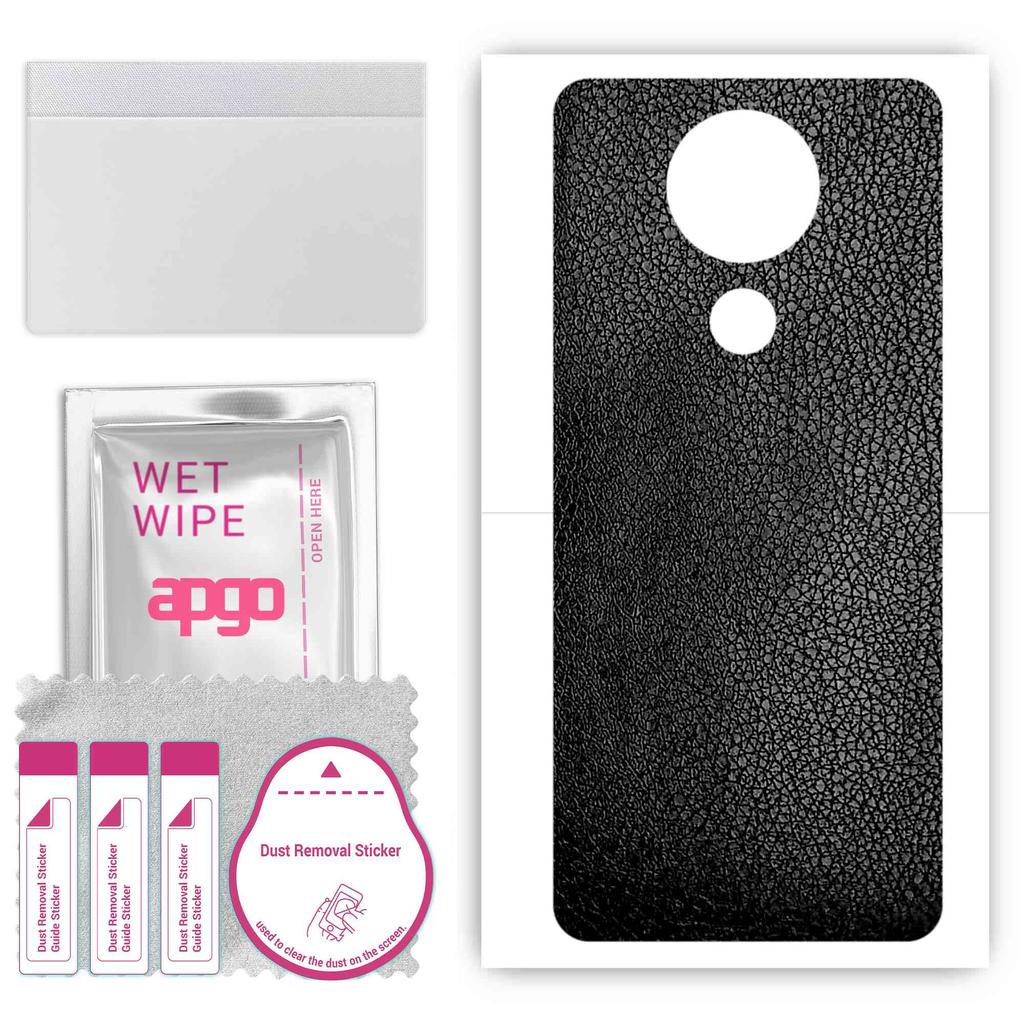 apgo Beskyttende hud-klistremerke for ryggen kompatibel med Blackview A80s, innpakningsfilm, folie, vinyl - mønster svart skinn