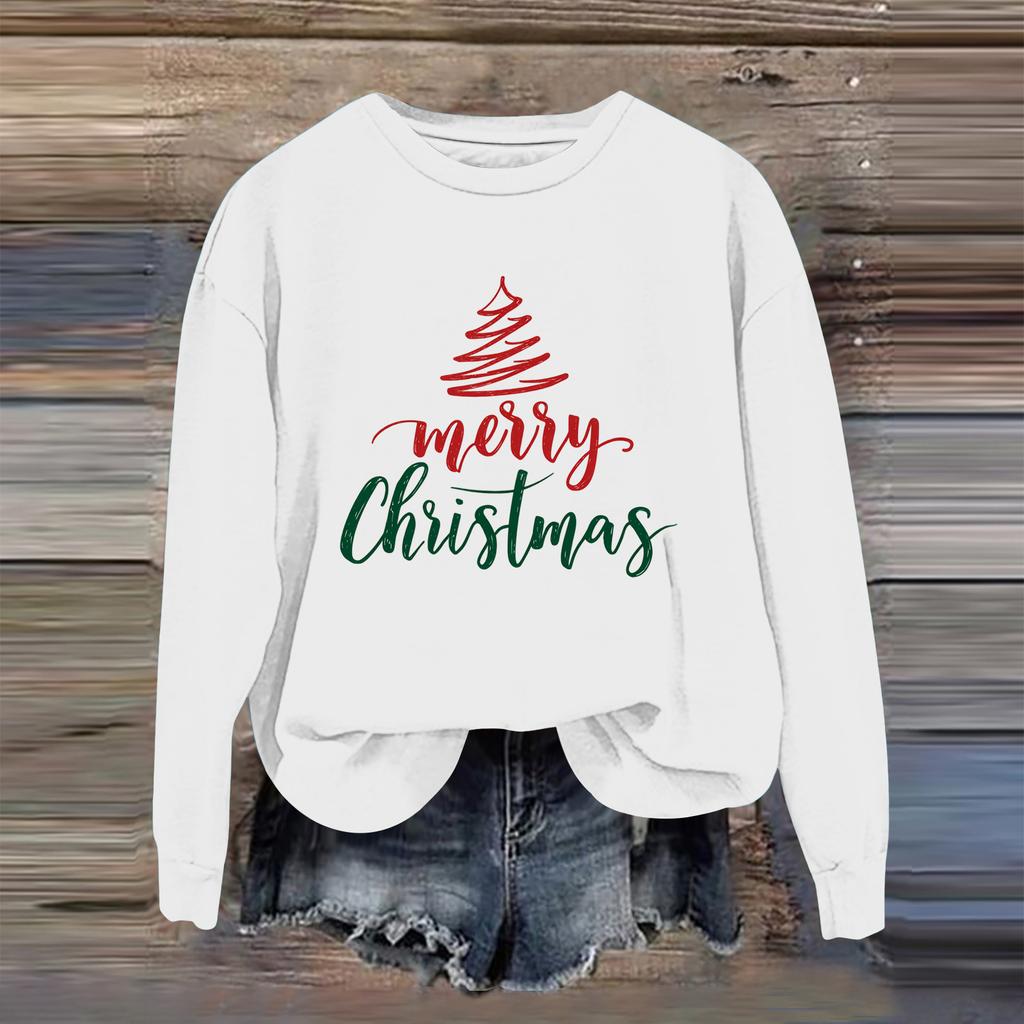 Women's Fashion Casual Long Sleeve Loose Christmas Printed Sweatshirt