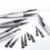 Precision Anti Static Esd Tweezers Replaceable Tips Conductive Plastic Head Tweezers For Electronic Soldering