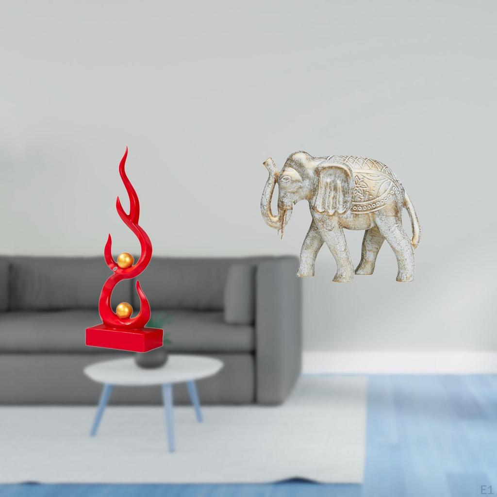 Abstract Fire Animal Statue Resin Flame Figurine Hand Carved Wooden Elephant Sculpture Modern Craft