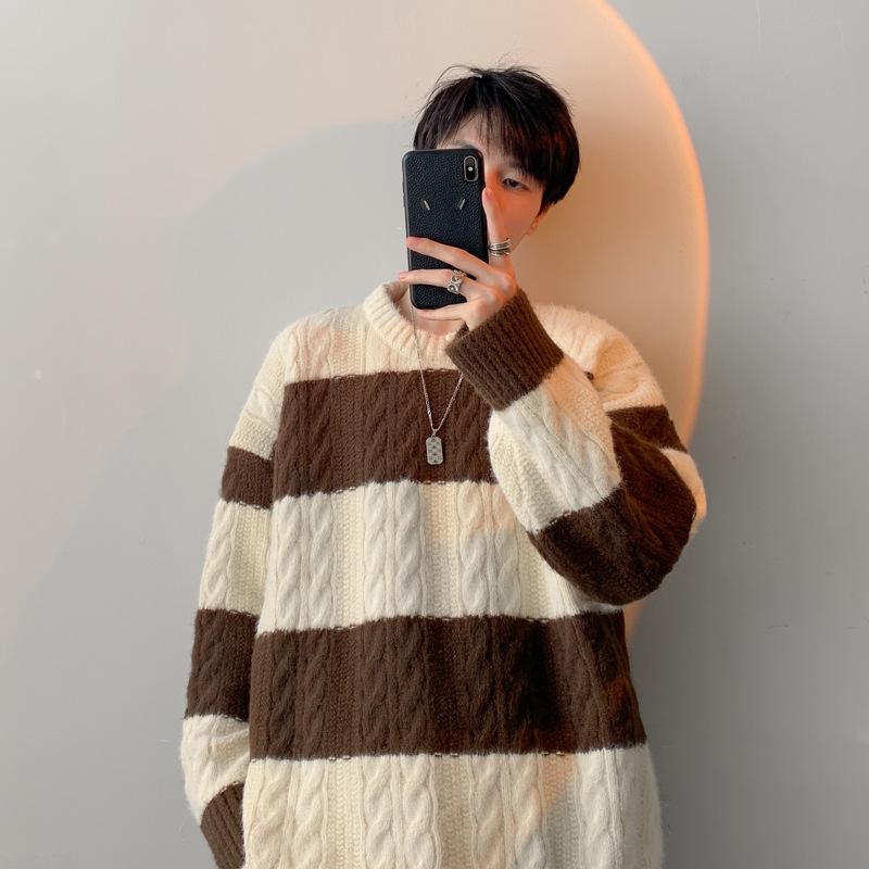 Autumn/Winter 2025 Men s Trendy Japanese Round Neck Loose Knit Sweater XL