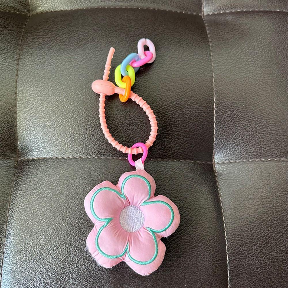 Cloth Fresh Backpack Decoration Acrylic Chain Floral Lanyard Portable Flower Bag Pendant  Gift